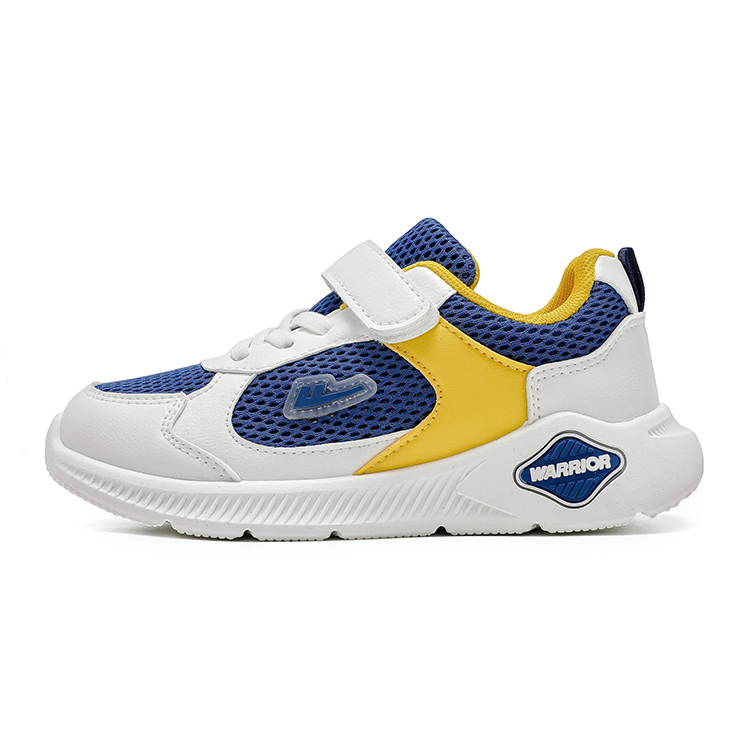 

Детские кроссовки для бега Low top с амортизацией, дышащие, легкие и устойчивые к истиранию WARRIOR, темно-синий белый желтый