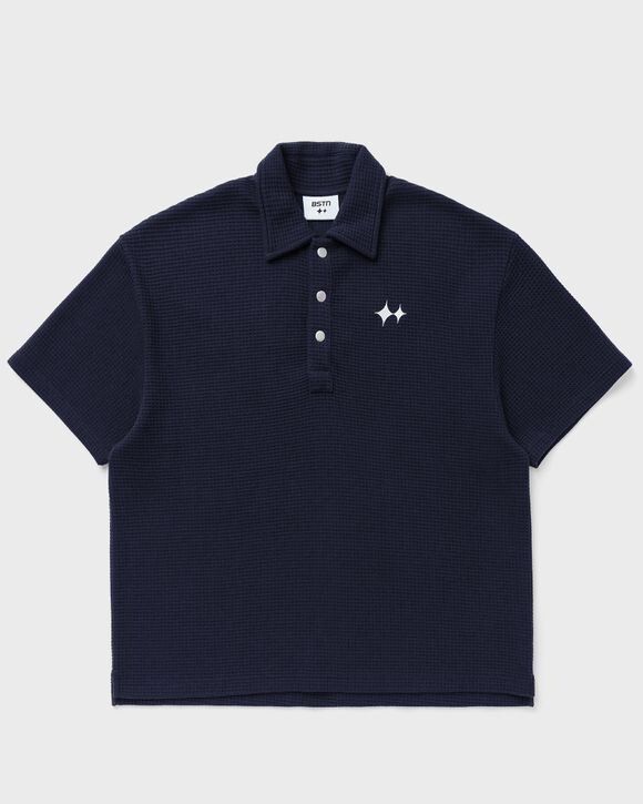 

Поло Bstn Brand Oversized Waffle Polo Shirt, темно-синий