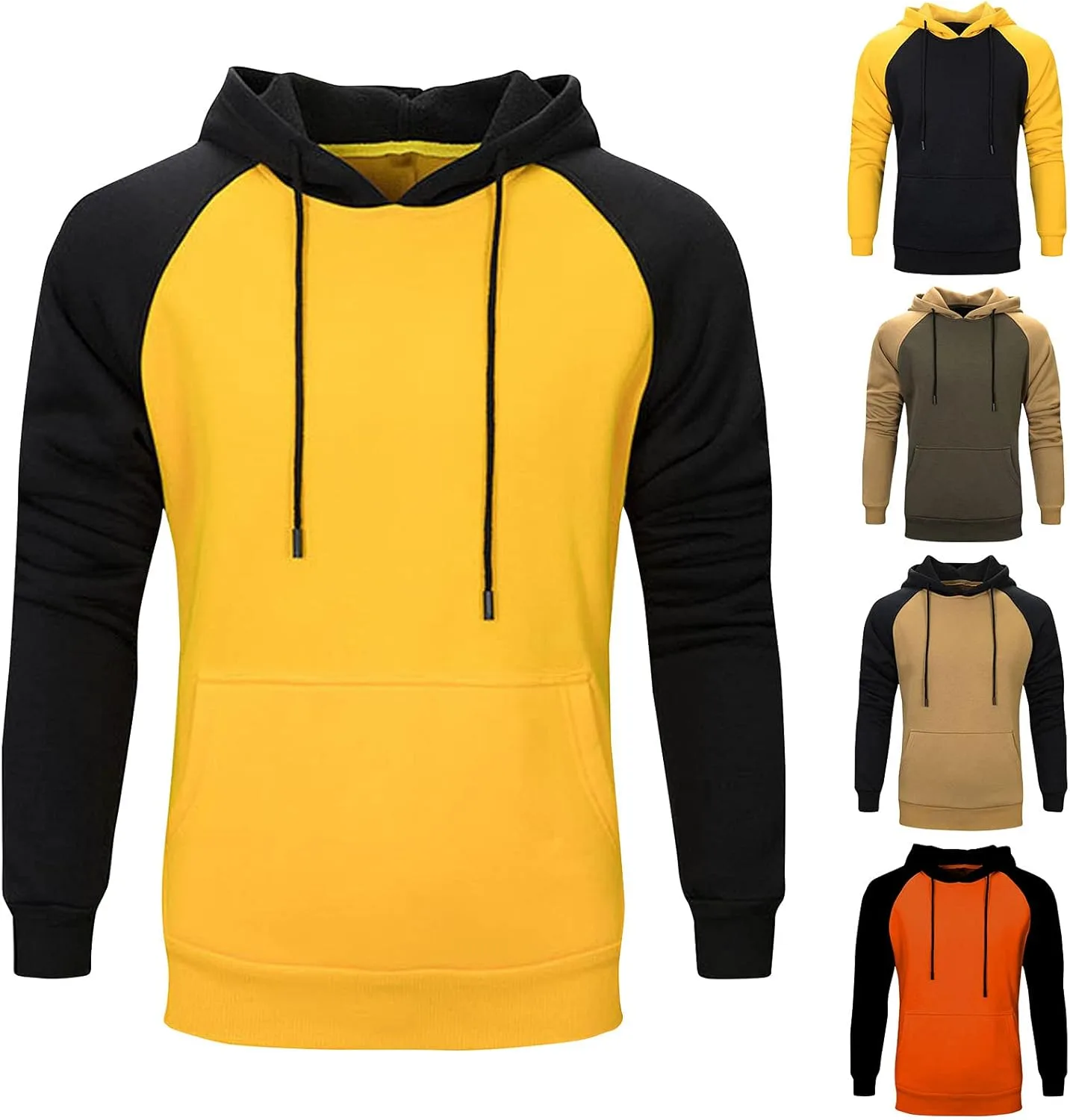 

Мужская модная толстовка с капюшоном, контрастный реглан, цветной блок tuduoms