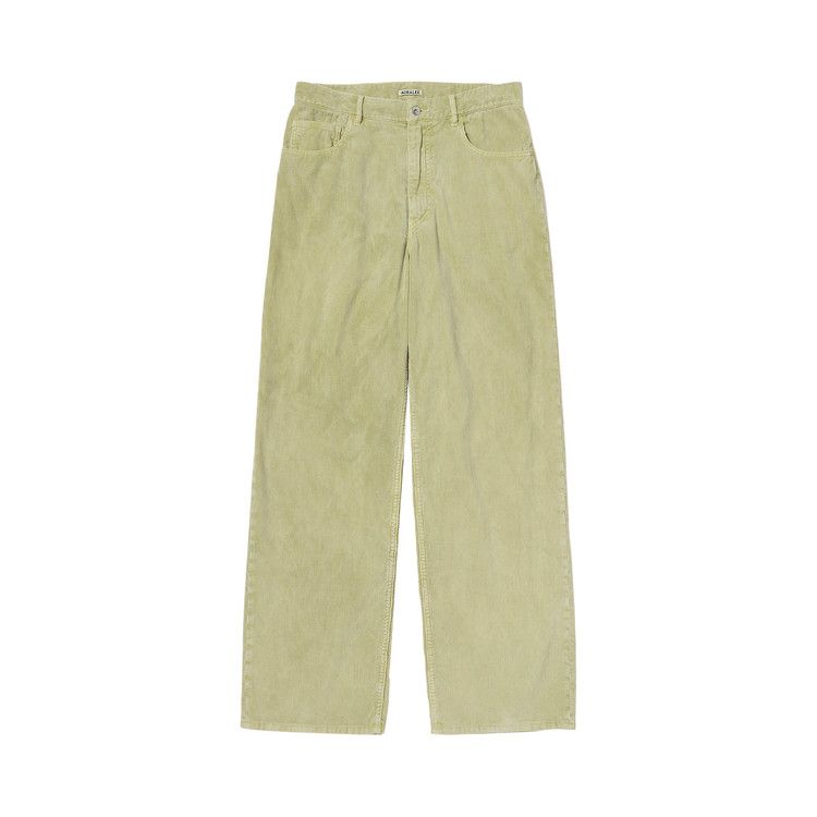 

Брюки Auralee Pigment Dyed Finx Corduroy Wide 5P Pants 'Dusty Lime'