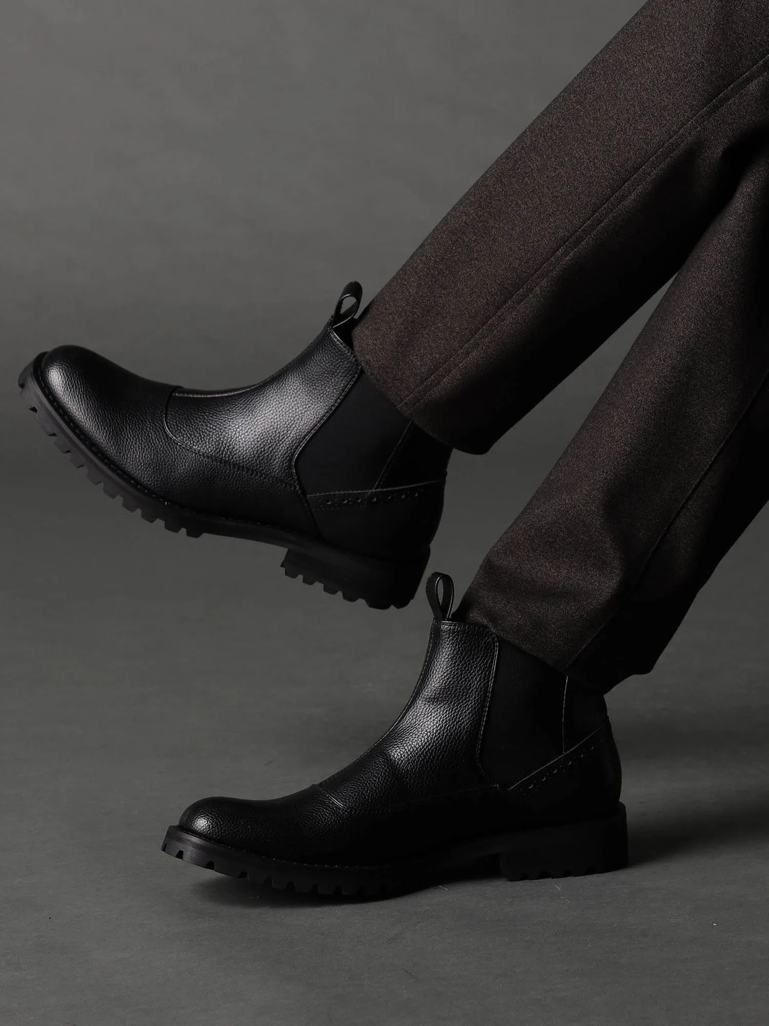 Ботинки с боковой вставкой и подошвой-«танком» NICOLE CLUB FOR MEN, 49 Black