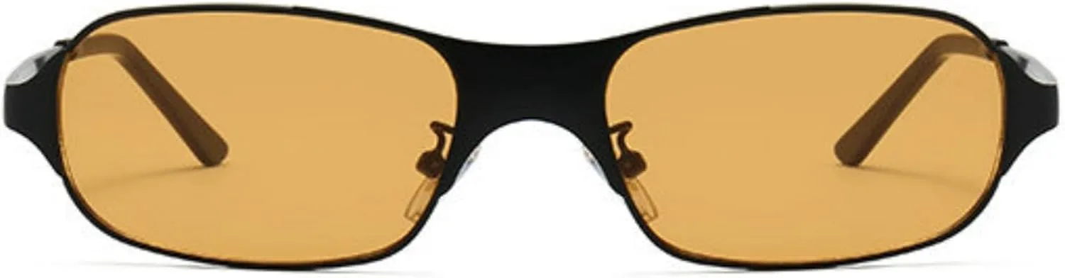 

COTIA Модные ретро-солнцезащитные очки квадратной формы для женщин и мужчин, маленькие прямоугольные, в стиле панк, с металлической оправой, в стиле Y2K, Orange