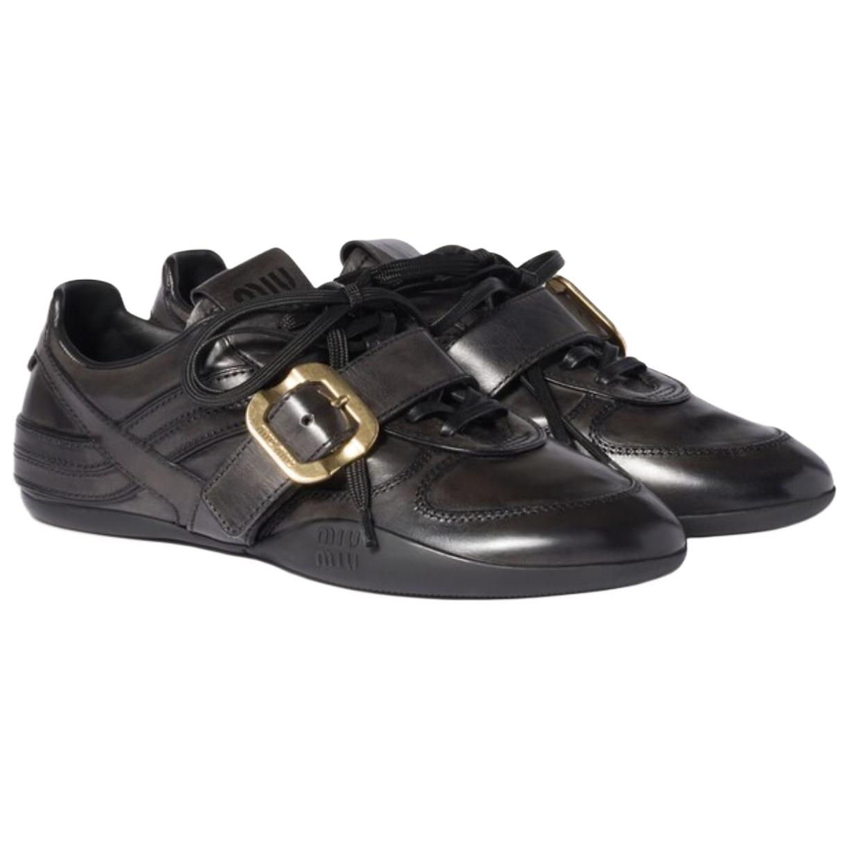 MIU MIU Коллекция FW25 осень-зима, German Army Trainers, тонкая подошва, низкие кроссовки, повседневная обувь, женские, black — фото 4