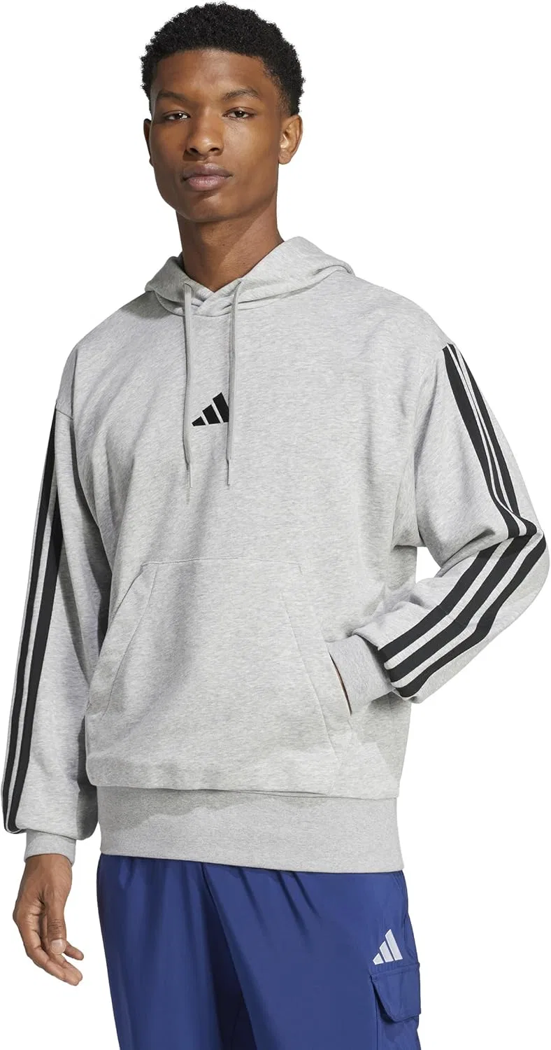 Толстовка Adidas Men's Essentials 3-Stripes French Terry, серый/черный