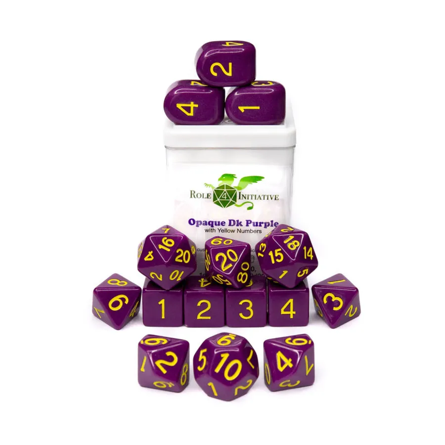 

Набор Poly Set — непрозрачный темно-фиолетовый с золотом и Arch'd4 (15), Game Dice - Opaque (Role 4 Initiative)