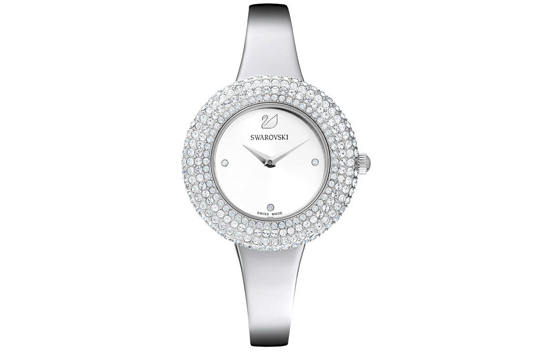

Swarovski Часы Crystal Rose Collection Wrist Watch Quartz Movement Stainless Steel Strap White Dial Women's Watch 5483853, Silver Dial