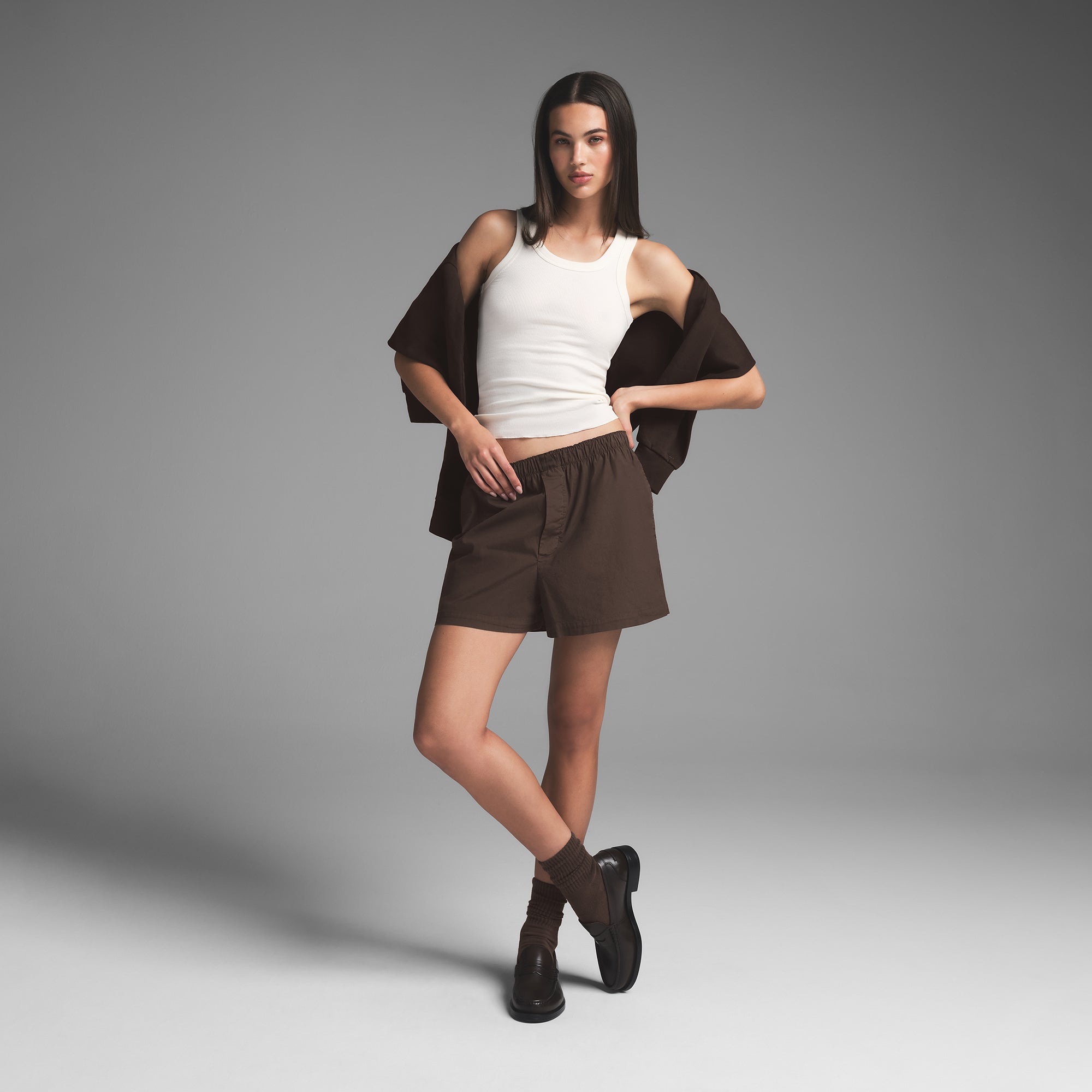 

Боксеры SKIMS, цвет washed dark sepia