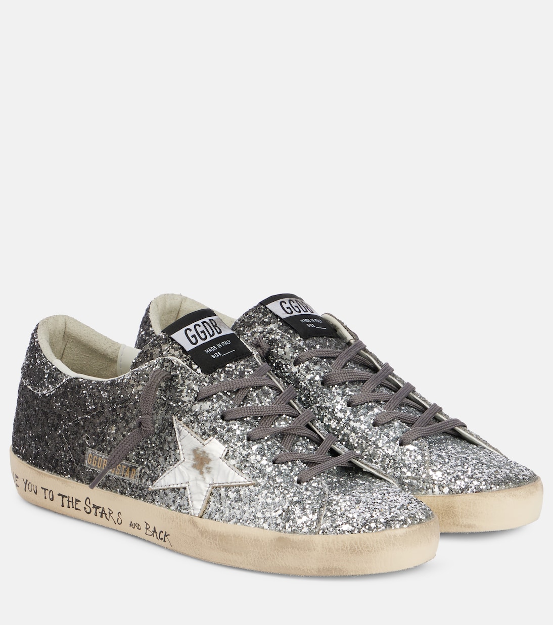Супер Стар кроссовки с блестками Golden Goose, Silver/Black