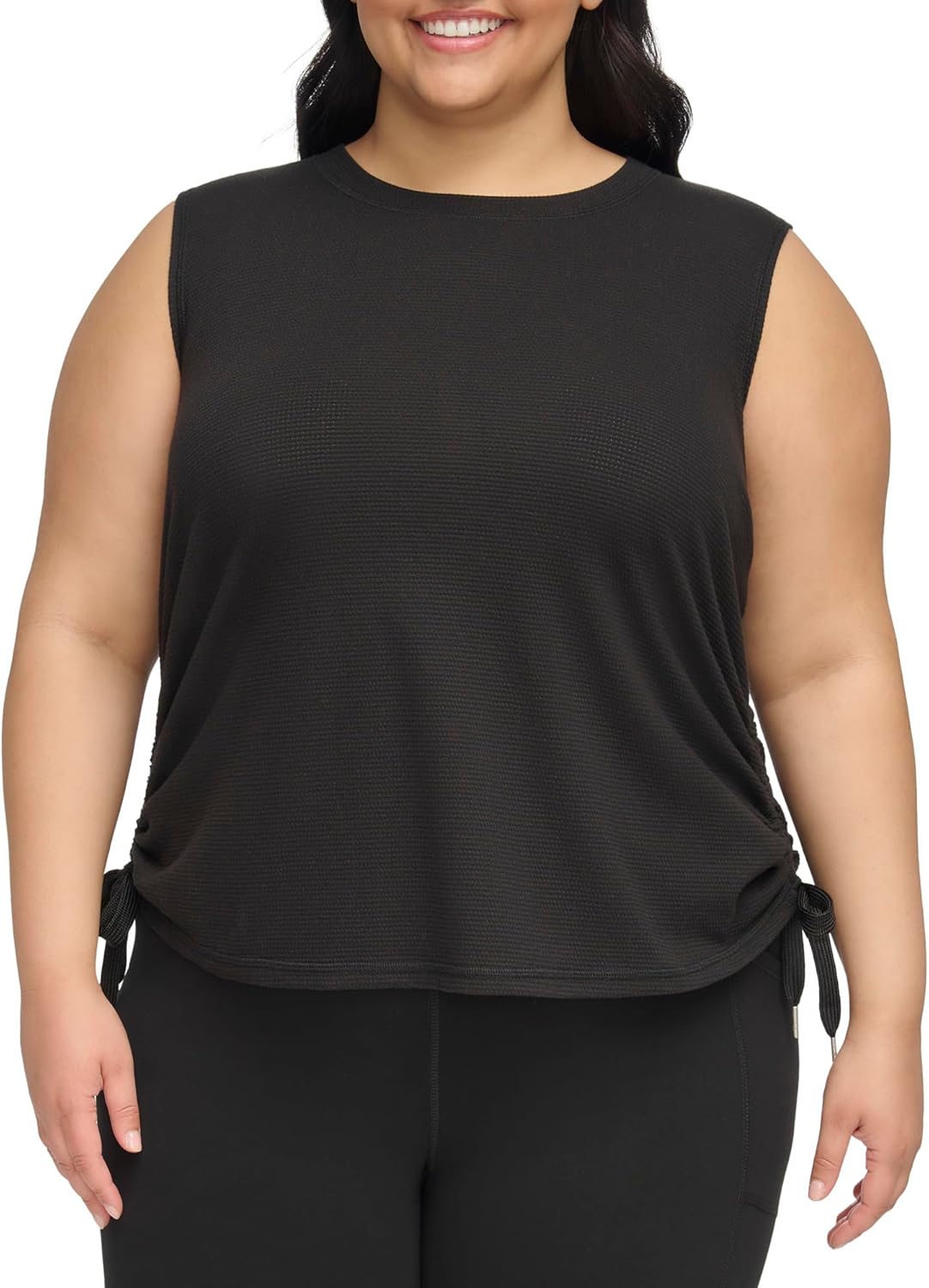Женская майка Calvin Klein с завязками по бокам и сборками, Black — фото 2
