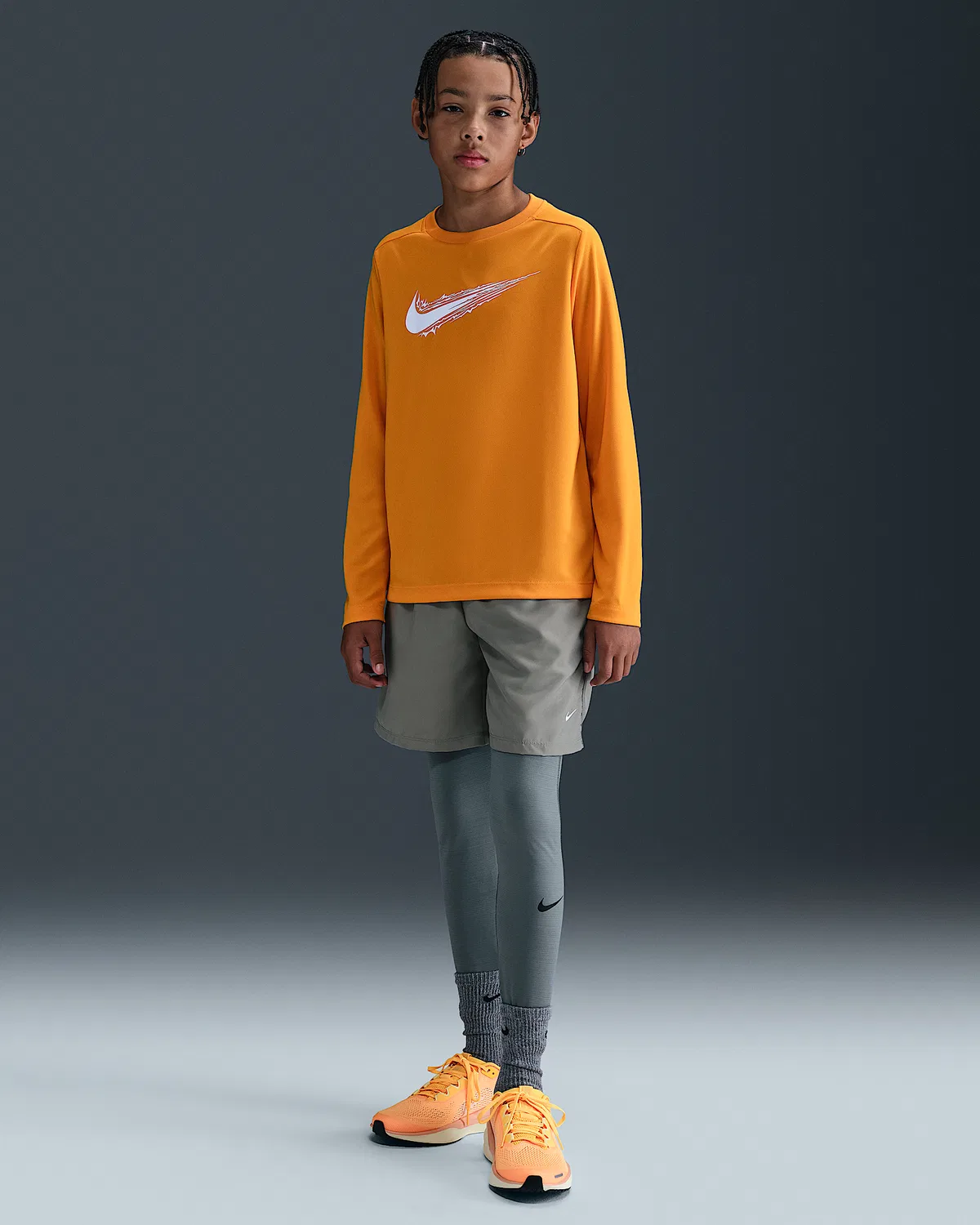 Детские компрессионные леггинсы Nike Pro Dri-FIT, Smoke Grey/Black