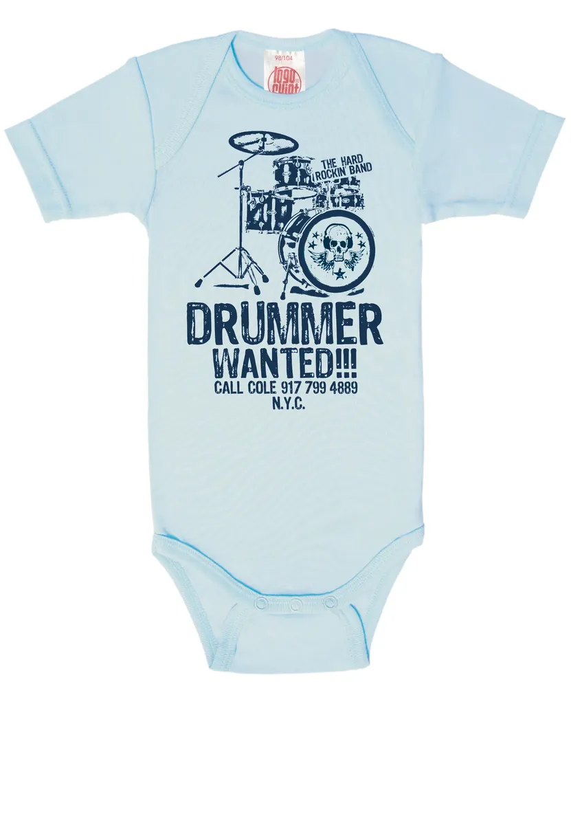 

Боди Logoshirt и принтом "Drummer Wanted" спереди, синий