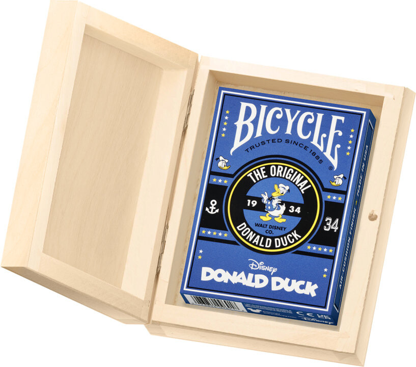 

ВЕЛОСИПЕД DISNEY DONALD DUCK 1 КОЛОДА Игральные карты в деревянной коробке Bicycle