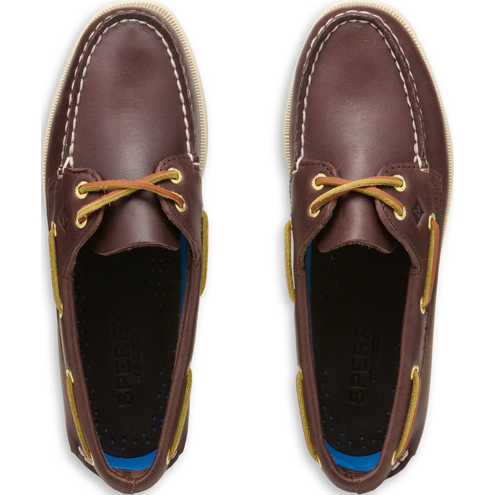 Подлинные оригинальные кожаные туфли-лодочки с двумя люверсами Sperry, коричневый — фото 4
