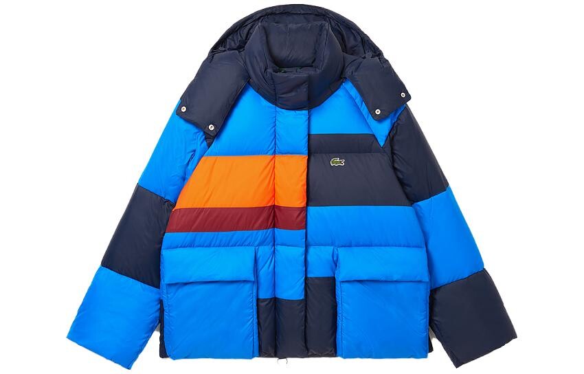 

LACOSTE Женский пуховик, цвет Blue-orange color-blocking/IZR