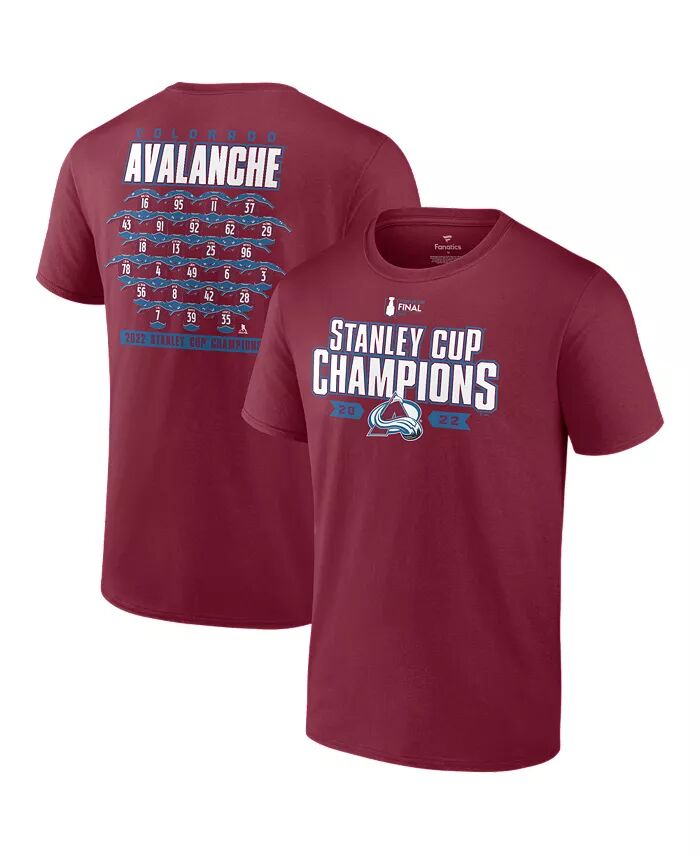 

Футболка мужская Garnet Colorado Avalanche 2022 Stanley Cup Champions Jersey Roster Fanatics