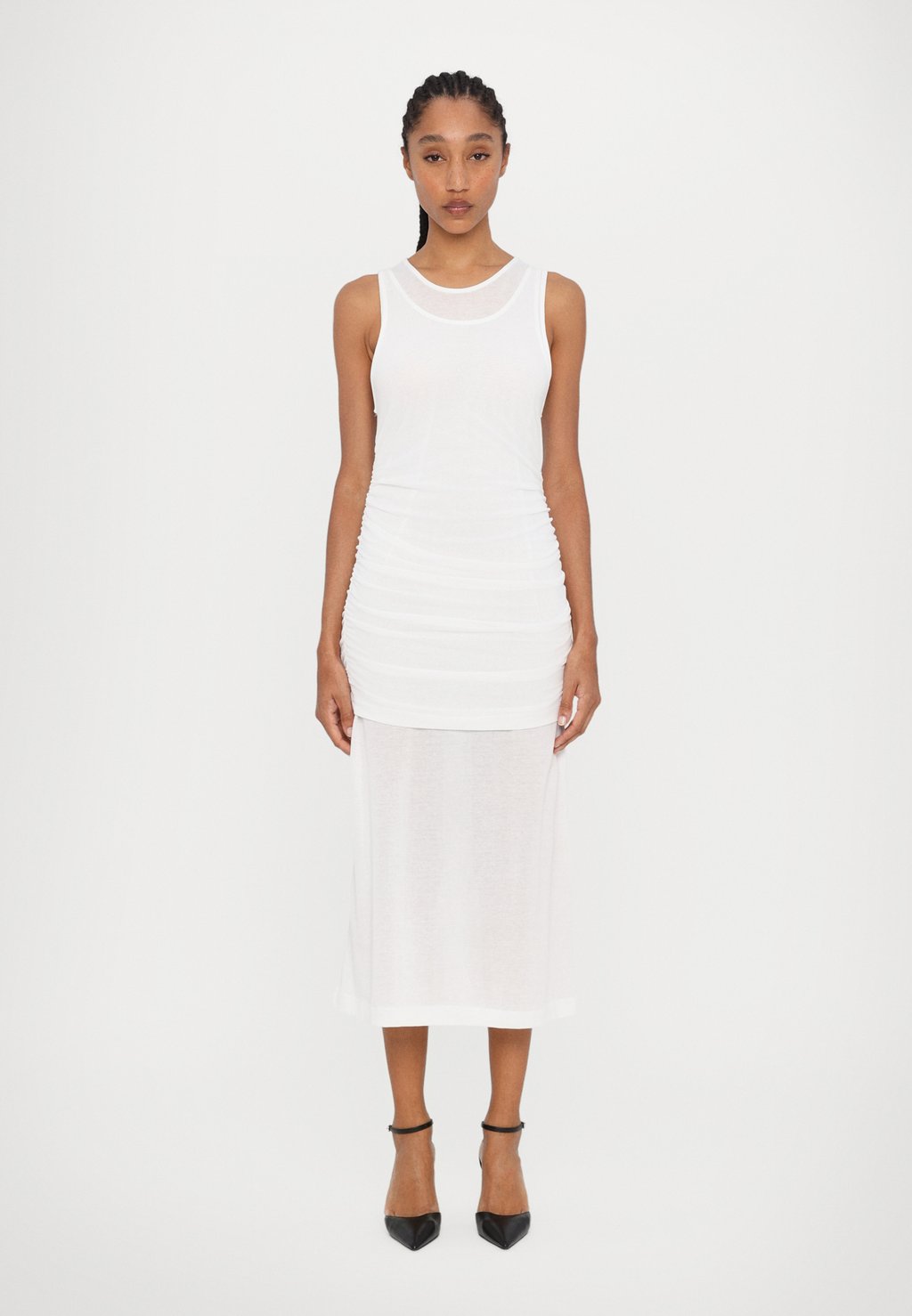 

Платье из джерси ROMANA LAYERED SHEER TANK DRESS BITE Studios, белый
