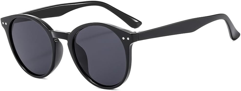 

Женские солнцезащитные очки 2027 Round с ретро-линзами и защитой от УФ-излучения UV400, мужские солнцезащитные очки в стиле панк с заклепками для активного отдыха MTZJH, Black Gray