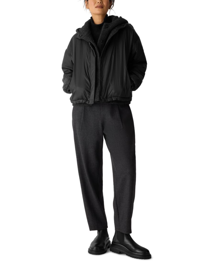 

Женская пуховая куртка с высоким воротником, стандартный и большой размер Eileen Fisher, Black