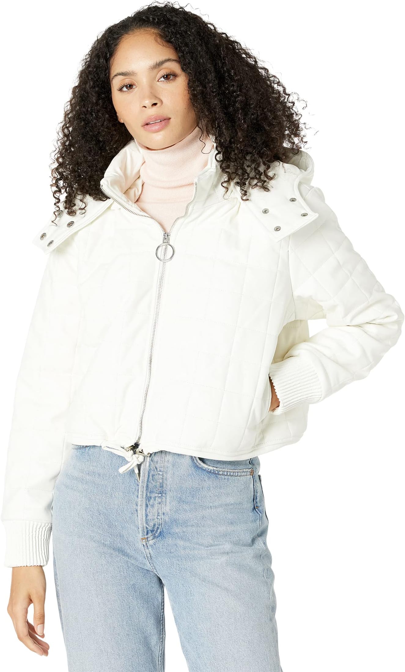 

Куртка Blank NYC White Faux Leather Cropped Bomber Jacket, цвет Pure