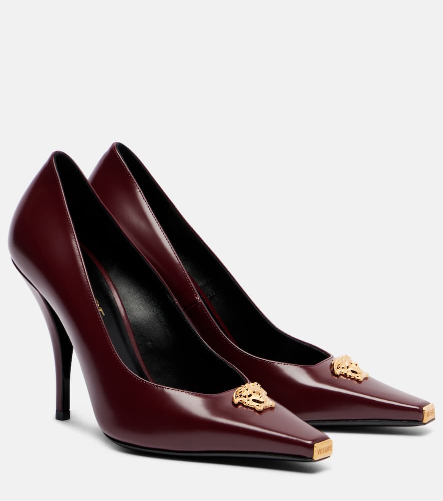 Кожаные туфли лодочки La Medusa 105 Versace, Dark Burgundy-Versace Gold