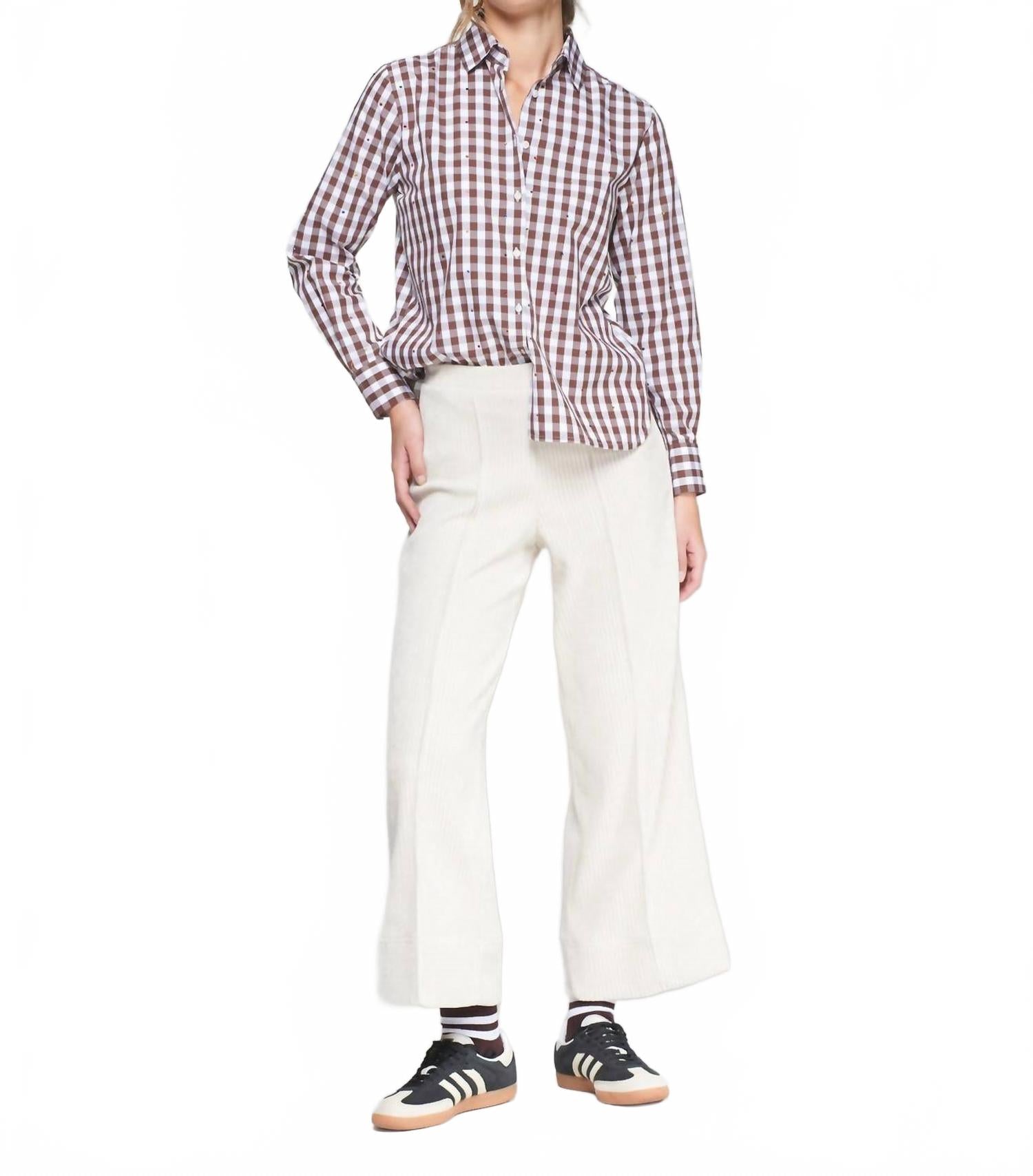 

Клетчатая блузка с длинным рукавом коричневого/белого цвета Vilagallo, коричневый/белый