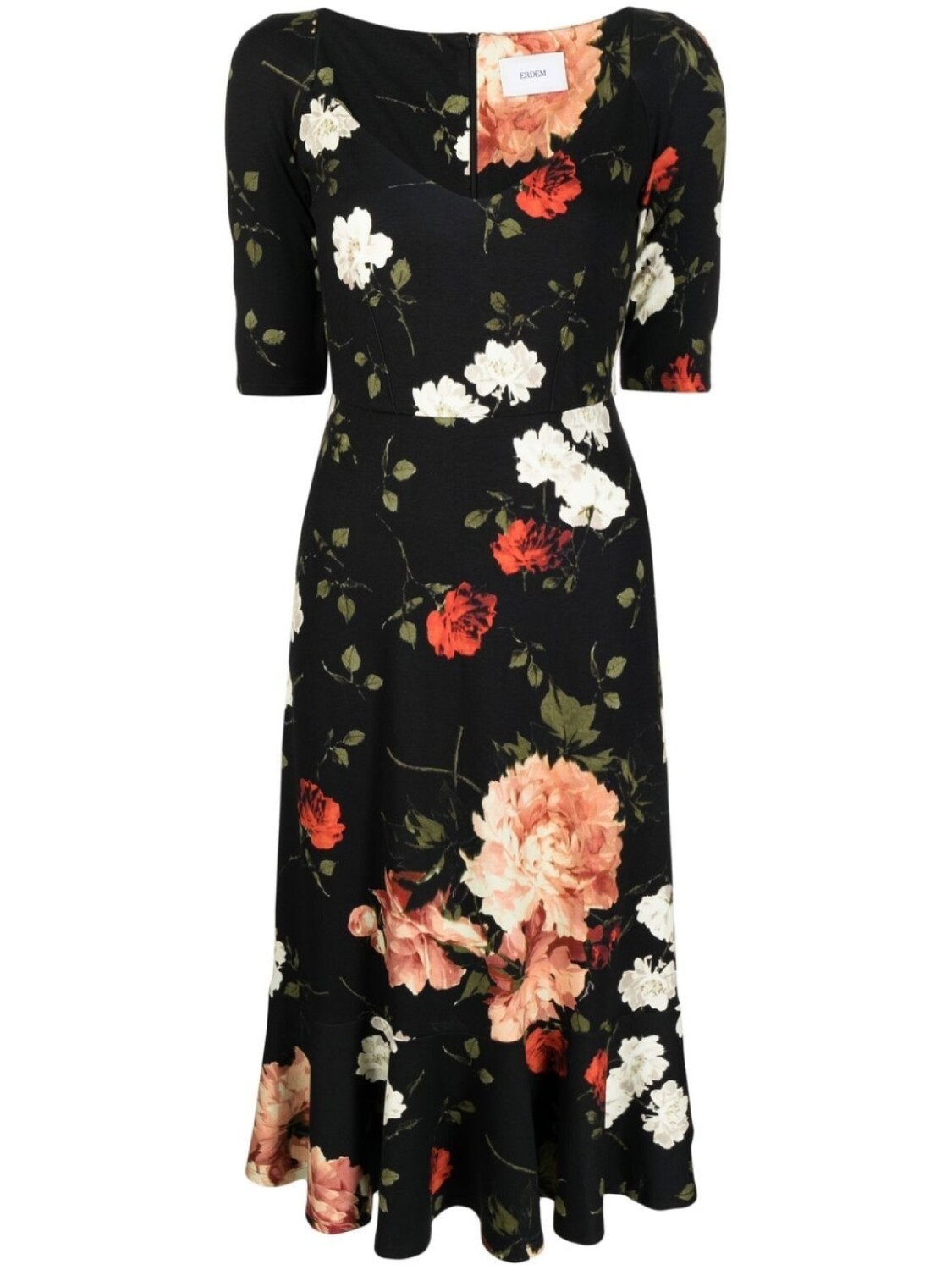 

ERDEM платье миди с вырезом в форме сердца, черный