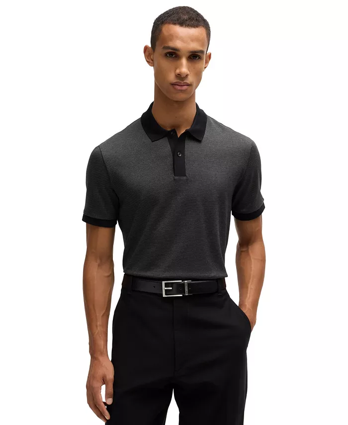 

Мужская поло Regular-Fit с микроузором Hugo Boss, черный
