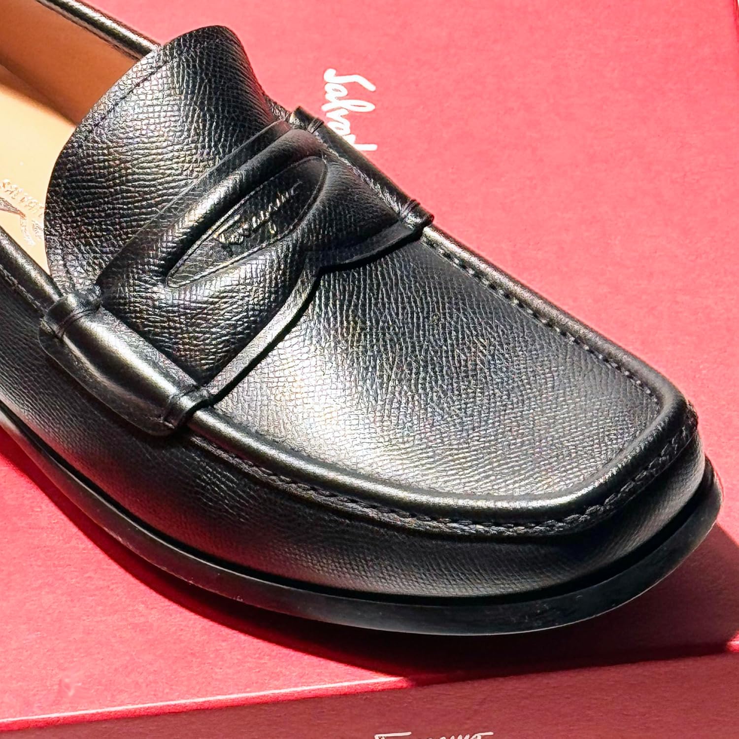 Мужские лоферы Ferragamo Penny из черной зернистой кожи, повседневные (Salvatore) — фото 3