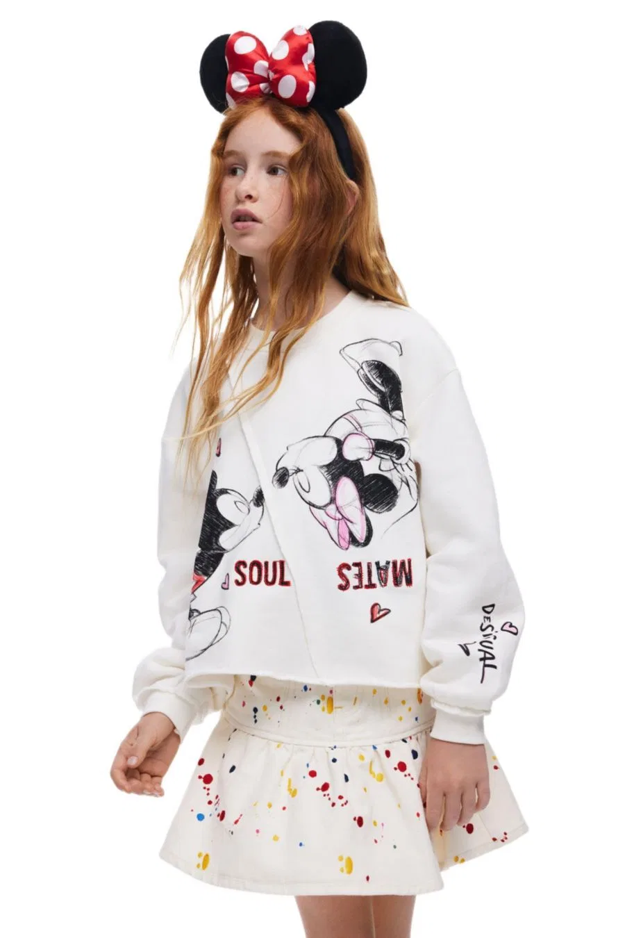 Детская толстовка с изображением поцелуя Микки Мауса Desigual, белый