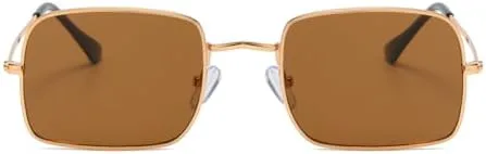 

Классические солнцезащитные очки в прямоугольной оправе 2026 года для женщин и мужчин, с градиентной оправой из сплава, винтажные очки для вождения MTZJH, Gold Brown