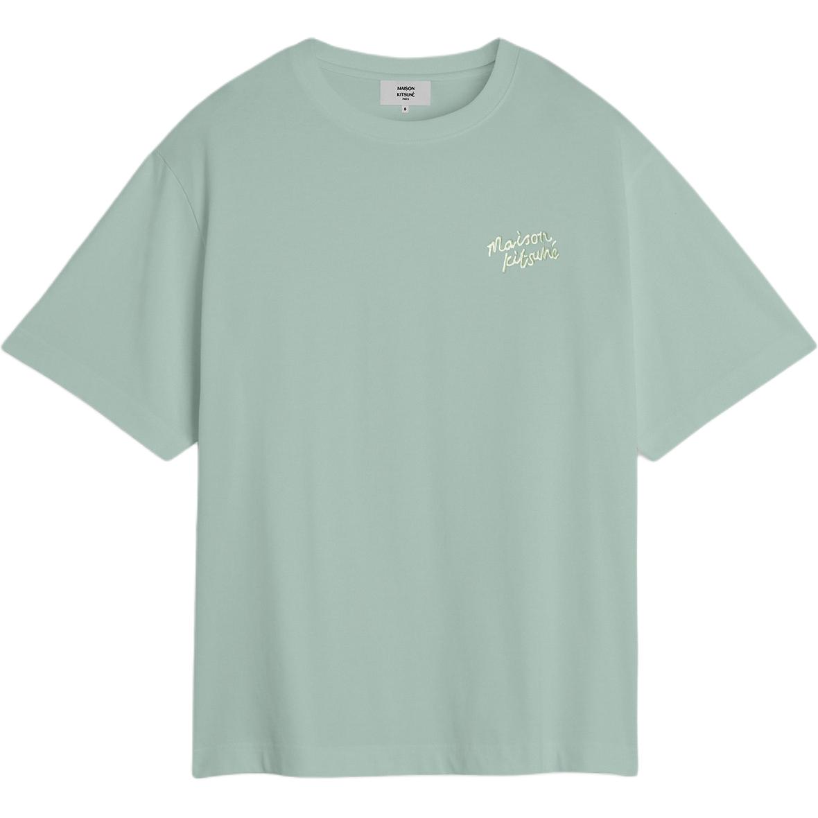 

Футболка с вышитым логотипом Maison Kitsune, серый with зеленый