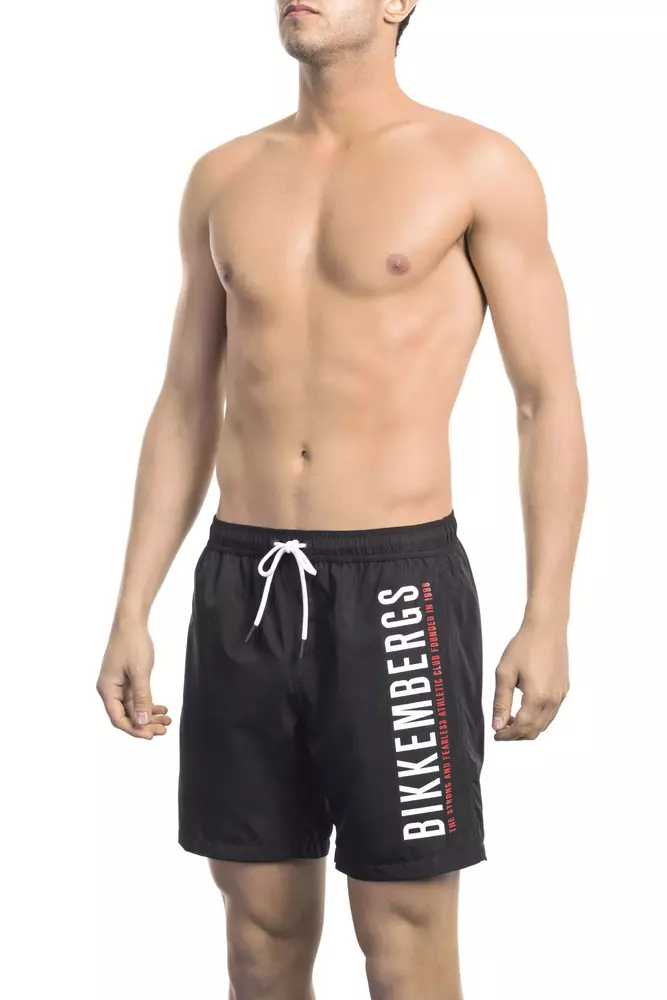 

Черные мужские шорты для плавания из полиэстера Bikkembergs