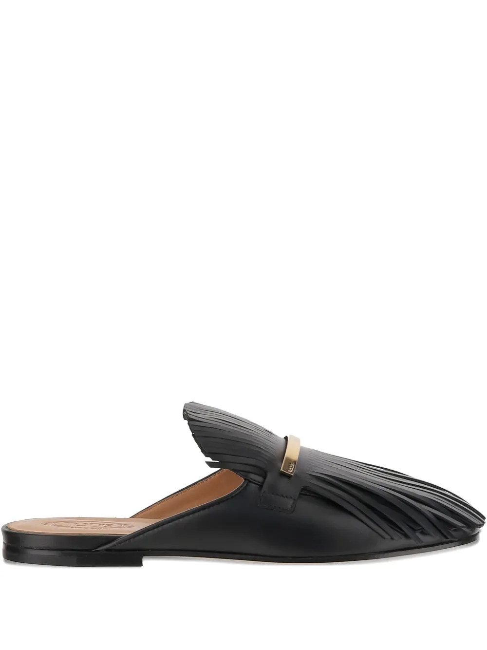 Кожаные мюли с бахромой TOD'S, черный