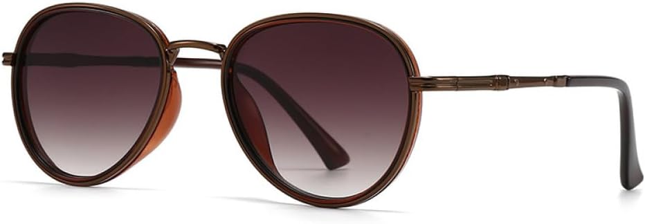 

Мужские солнцезащитные очки в стиле ретро с металлическим блеском, модные женские солнцезащитные очки с градиентным переходом, защита от ультрафиолета UV400, стиль панк (серо-зеленый, один размер) LXLHWN, Brown Tea