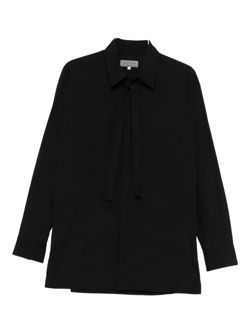 

Рубашка с завязкой на шее и карманом Yohji Yamamoto, черный