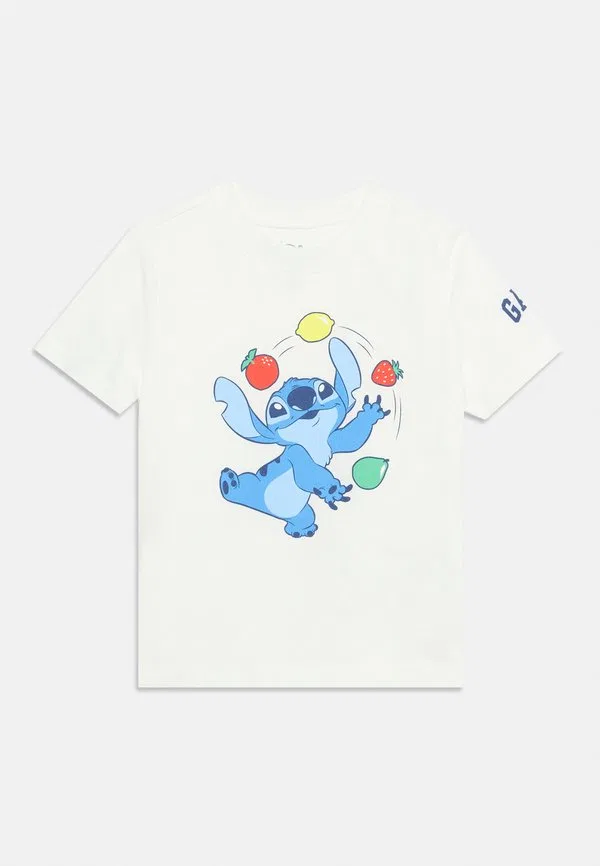 Футболка с принтом stitch, новая, кремового цвета Gap, New Off-White — фото 3