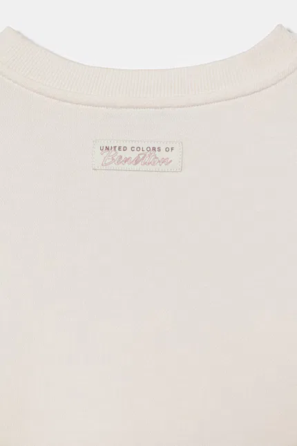 Худи детское из мягкого хлопка United Colors of Benetton, бежевый — фото 3