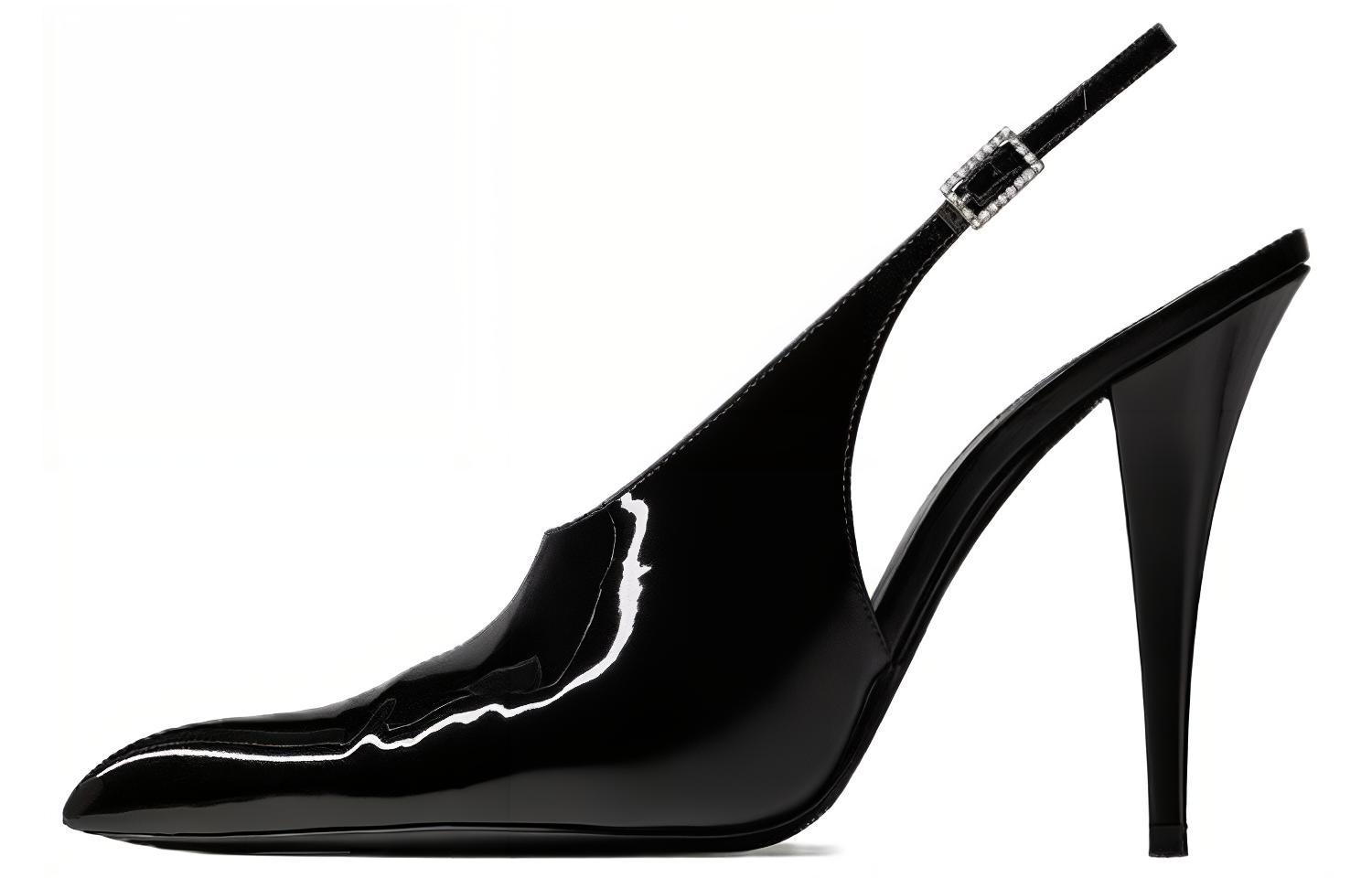 Туфли-лодочки Raven с острым носком и открытой пяткой SAINT LAURENT, Black