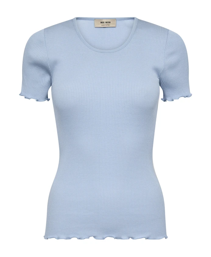 

Шелковая бесшовная футболка с оборками по краям Mos Mosh, синий