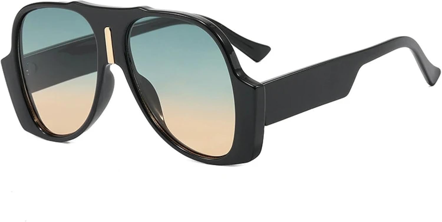 

Винтажные большие панк-солнцезащитные очки для женщин, модные мужские солнцезащитные очки для активного отдыха и путешествий с защитой от УФ-излучения UV400 TKKTLLT, Black Blue Tea