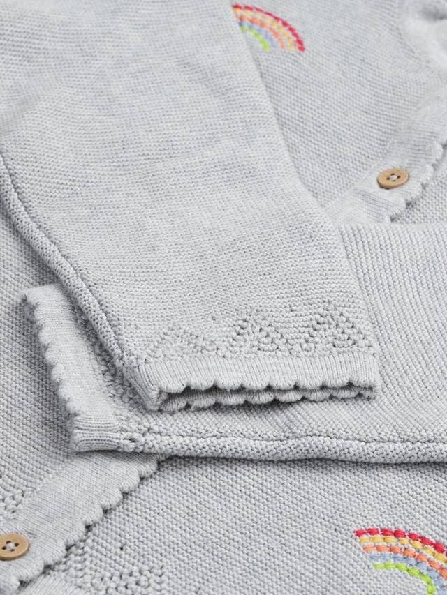 Детский хлопковый кардиган с длинными рукавами и вышивкой Frugi, Grey Mid — фото 4