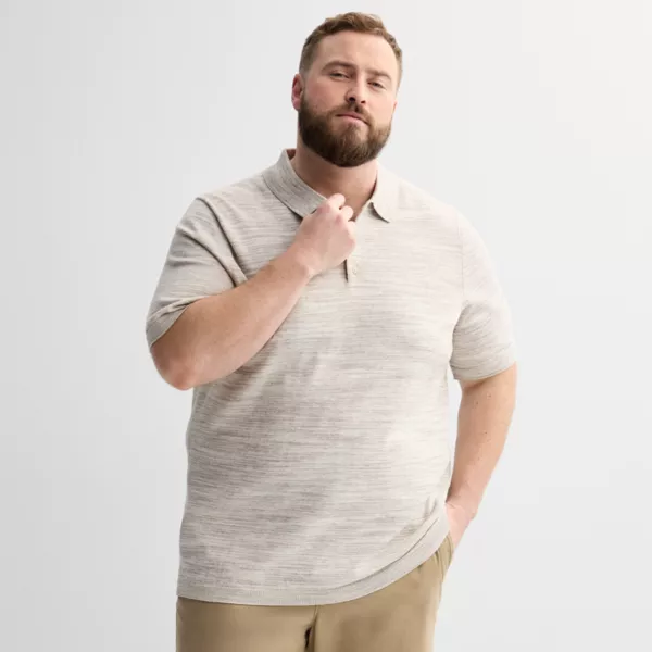 

Свитер-Поло с короткими рукавами для больших и высоких Sonoma Goods For Life, цвет tan spacedye