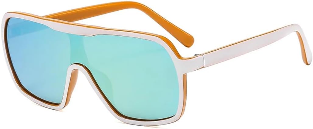 

Женские солнцезащитные очки в стиле ретро квадратной оправы, роскошные очки большого размера для мужчин, очки для активного отдыха и спорта, защита от ультрафиолета UV400 TVTBBVV, White Orange Gold