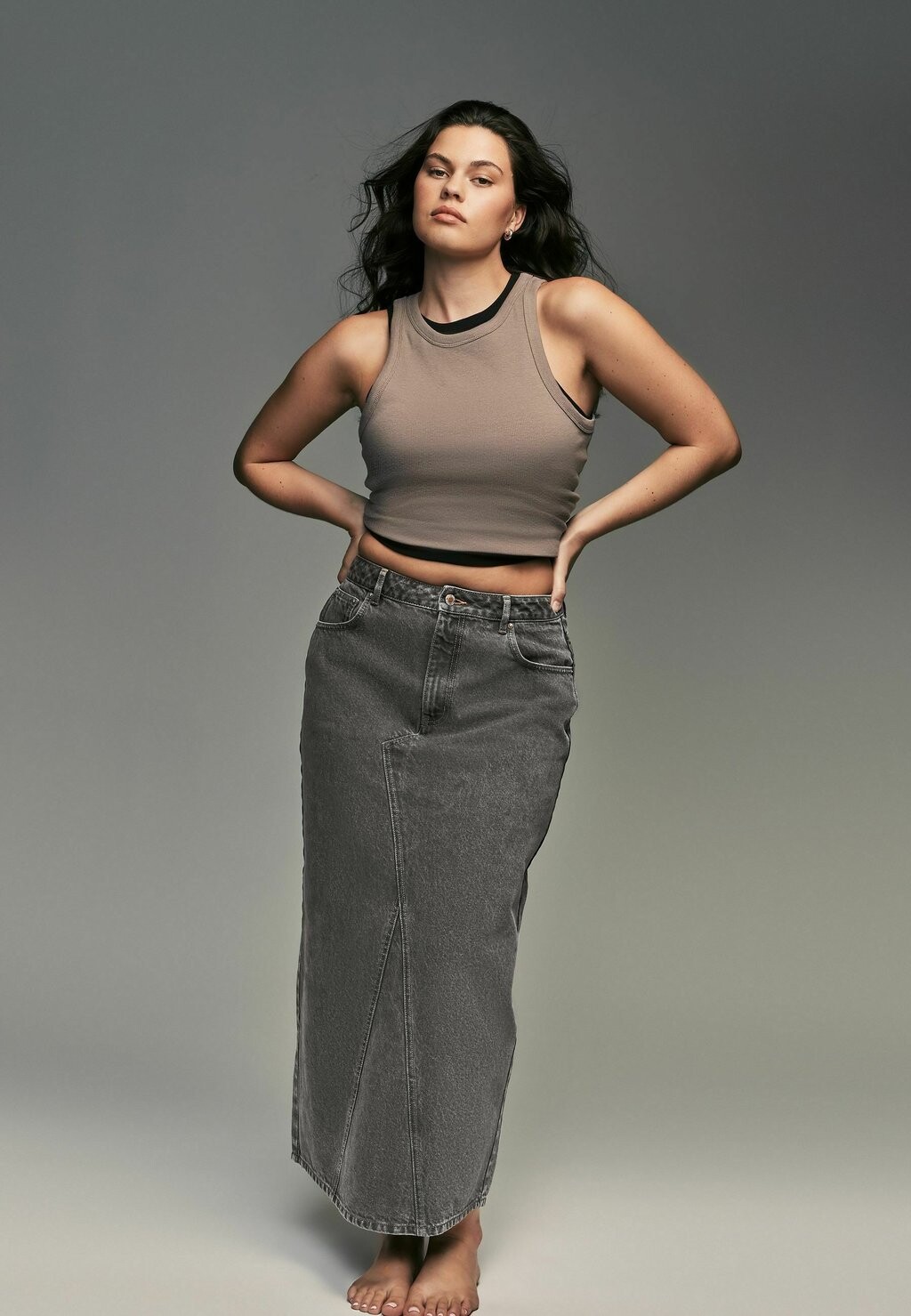 

Юбка макси HOURGLASS, REGULAR FIT Next, серый