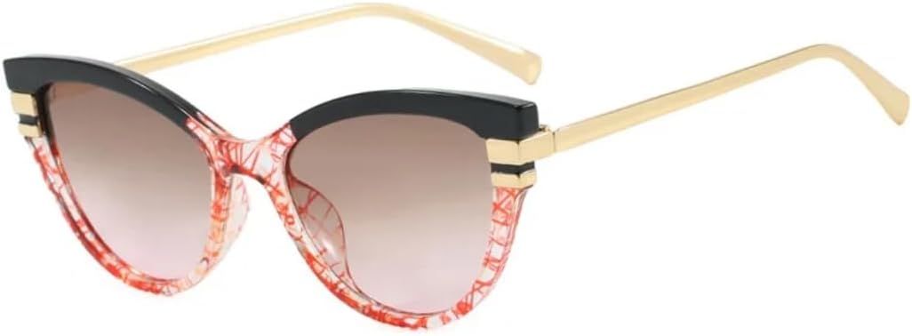 

Солнцезащитные очки для мужчин и женщин - защита UV400 - градиентный цвет "кошачий глаз", металлические петли, для занятий спортом на открытом воздухе и вождения DSVIGF, Black Pink