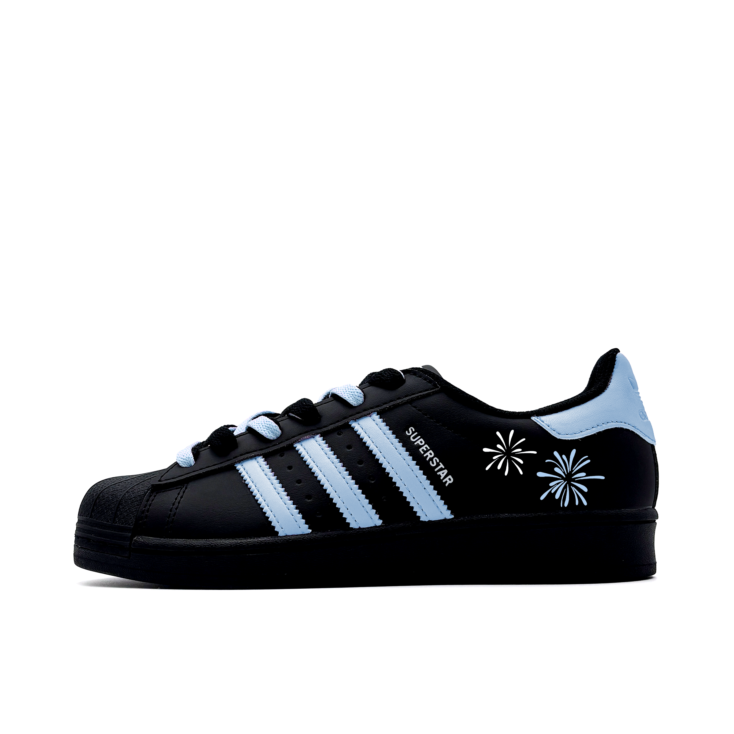 

Adidas Originals Superstar 2 Firework Abrasion Resistant Low top детские скейтборд-кроссовки черно-синие для подростков