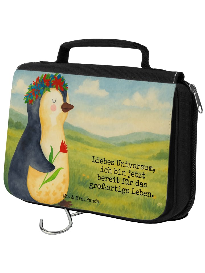 

Mr. & Mrs. Panda Сумка для душа с изображением пингвина и цветка, с надписью белого цвета