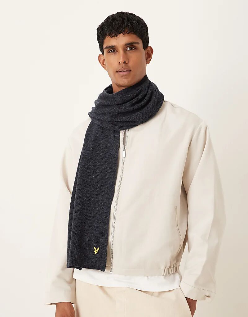 

Ребристый шарф Lyle & Scott Scarves из овечьей шерсти в цвете z56 темно-синий меланж