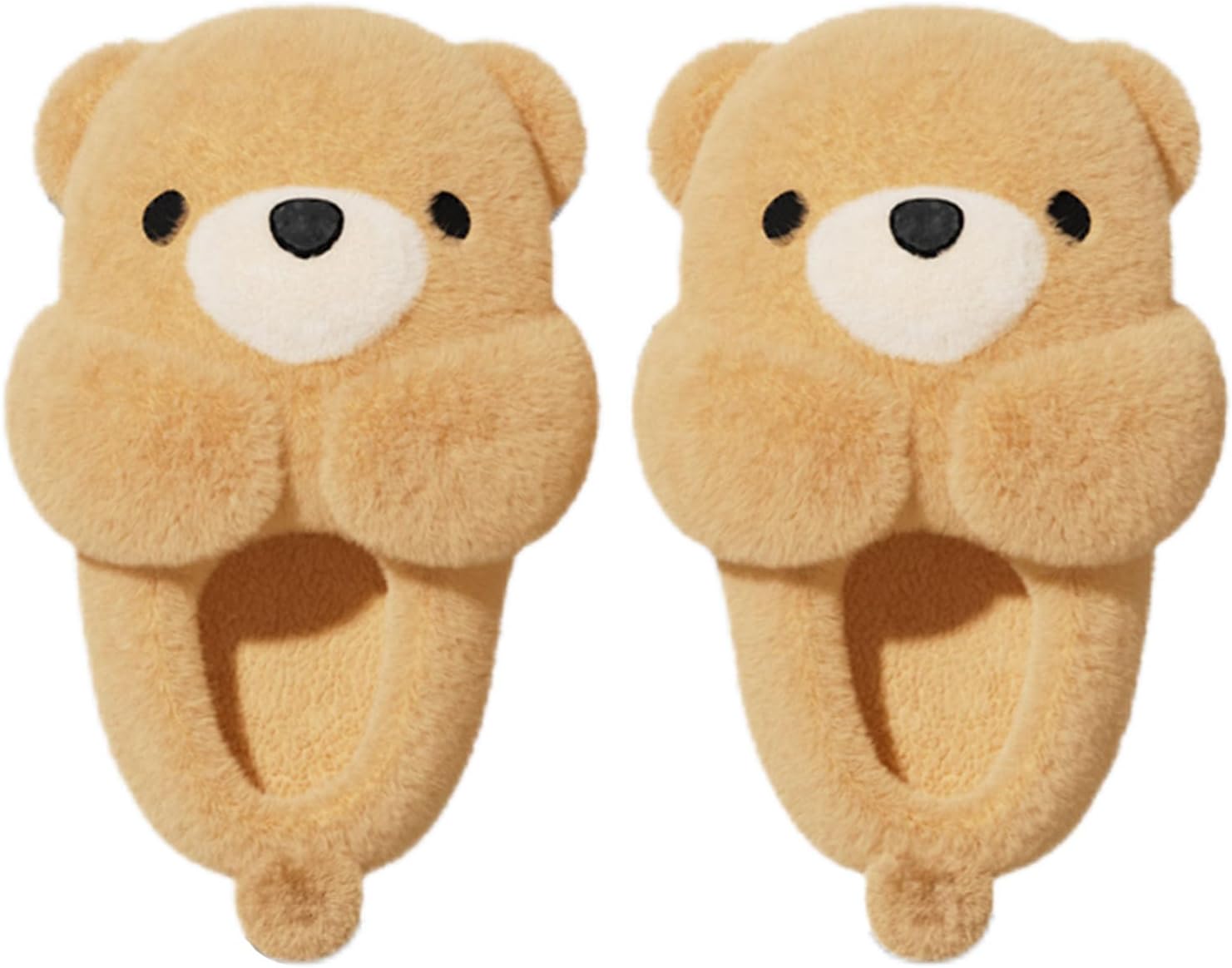 

Домашние плюшевые тапочки Zureto с пандой, унисекс, милые детские и женские тапочки с 3D рисунком животных из хлопка для взрослых, Teddy Bear-2