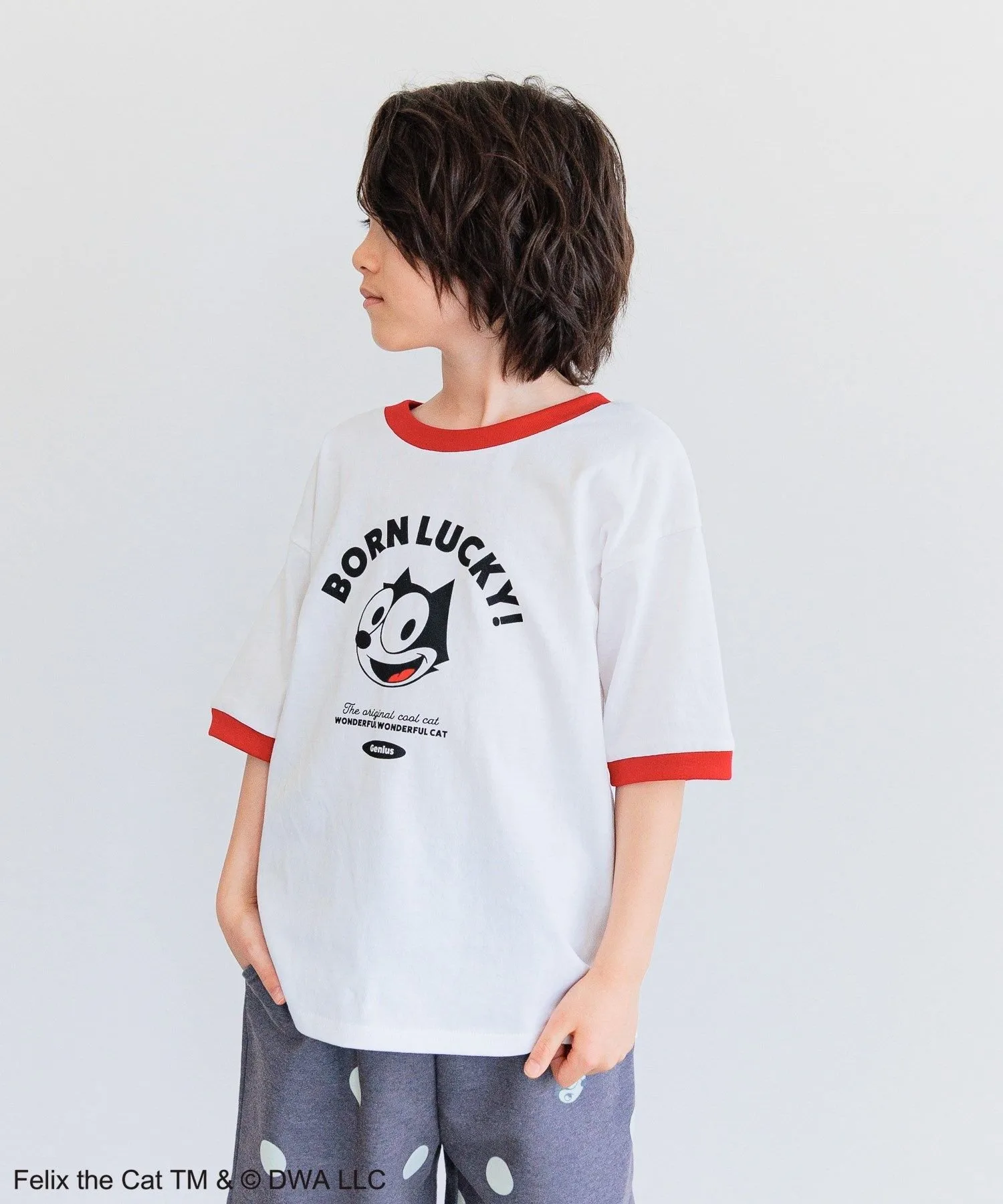 Кот Феликс: Футболка с контрастной отделкой (детская) Bayflow, Off-white 11